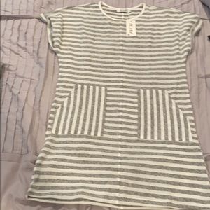 Striped gray and white dress